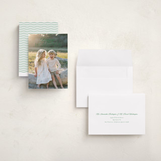 This is a pine needle holiday photo cards with standard by Deynaaz Daraei called ashby printing on recycled smooth signature in grand