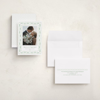 This is a elf shoes holiday photo cards with standard by Erika Firm called nostalgic ribbon border printing on recycled smooth signature in grand