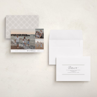 This is a snow holiday photo cards with standard by Nicole Walsh called elegant trio printing on signature in grand