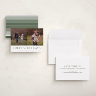 This is a pine holiday photo cards with standard by JoAnn Jinks called serif printing on recycled smooth signature in grand