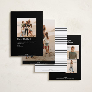 This is a snowflake holiday photo cards with standard by Angela Thompson called happy trio printing on recycled smooth signature in grand