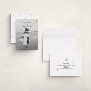 This is a golden holiday photo cards with standard by Helena Vitto called the stars printing on signature in grand