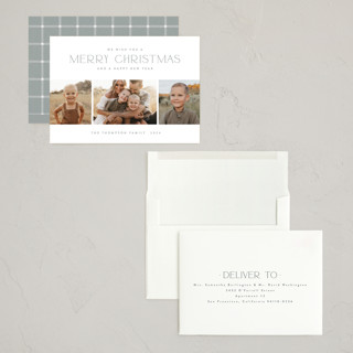This is a frost holiday photo cards with standard by Wildfield Paper Co called holiday snapshots printing on recycled smooth signature in grand