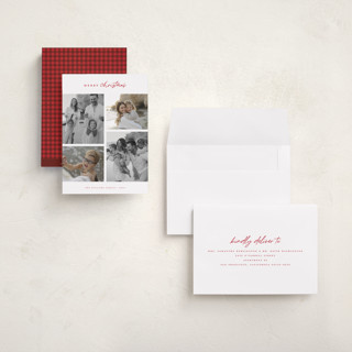 This is a holly berry holiday photo cards with standard by Wildfield Paper Co called happy holiday printing on recycled smooth signature in grand