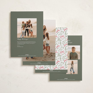 This is a sage holiday photo cards with standard by Everett Paper Goods called multi swag printing on recycled smooth signature in grand