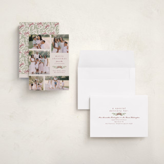 This is a ruby holiday photo cards with standard by Everett Paper Goods called multi swag printing on recycled smooth signature in grand