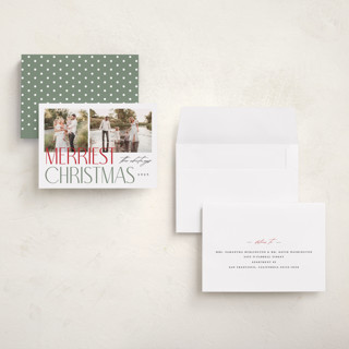 This is a winter holiday photo cards with standard by Makewells called merry stack printing on signature in grand