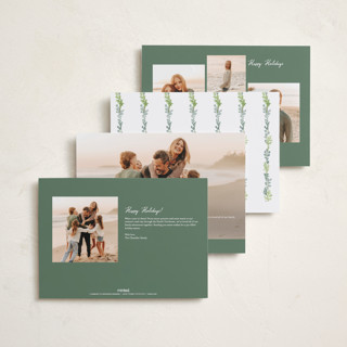 This is a wreath holiday photo cards with standard by Petra Kern called scalloped greenery printing on recycled smooth signature in grand