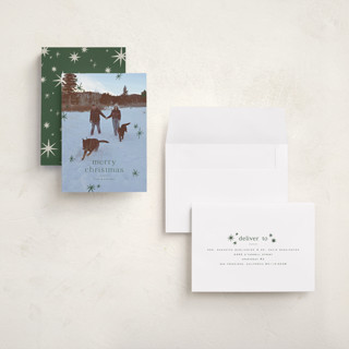 This is a pine holiday photo cards with standard by Wildfield Paper Co called twinkle! printing on recycled smooth signature in grand