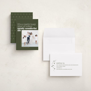 This is a pine holiday photo cards with standard by Robert and Stella called totally wonderful printing on recycled smooth signature in grand