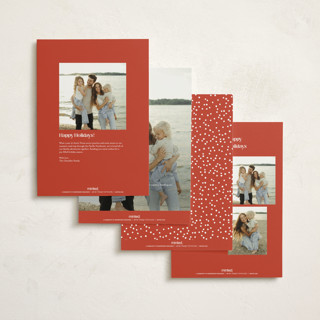 This is a poinsettia holiday photo cards with standard by Robert and Stella called happy hills printing on signature in grand