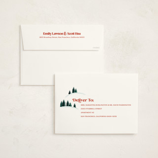 This is a poinsettia holiday photo cards with standard by Robert and Stella called happy hills printing on signature in grand