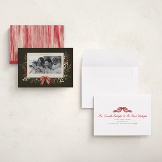 This is a holly berry holiday photo cards with standard by Wildfield Paper Co called vintage garland printing on recycled smooth signature in grand