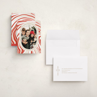 This is a peppermint holiday photo cards with standard by Oscar and Emma - Karly Depew called peppermint flavor printing on recycled smooth signature in grand