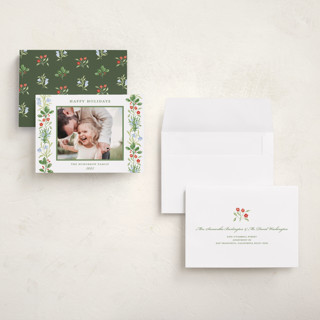 This is a evergreen holiday photo cards with standard by Sarah Knight called wintergarden printing on recycled smooth signature in grand