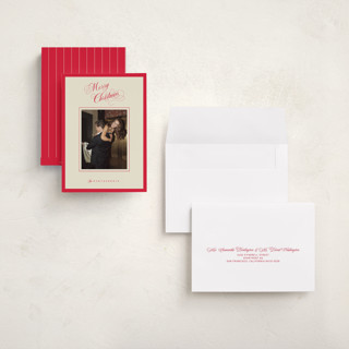 This is a poinsettia holiday photo cards with standard by Jen Ramsey called christmas elegance printing on signature in grand