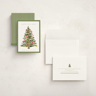 This is a sage holiday photo cards with standard by Nicole Walsh called watercolor tree printing on signature in grand
