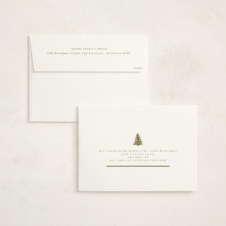 This is a sage holiday photo cards with standard by Nicole Walsh called watercolor tree printing on signature in grand