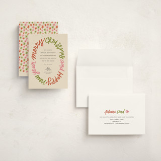 This is a jolly holiday photo cards with standard by Jen Owens called word wreath printing on signature in grand