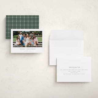 This is a pine holiday photo cards with standard by Wildfield Paper Co called daisies printing on recycled smooth signature in grand