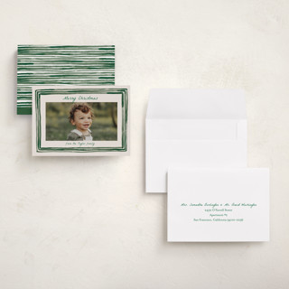 This is a forest holiday photo cards with standard by Alethea and Ruth called painted frame edge printing on recycled smooth signature in grand