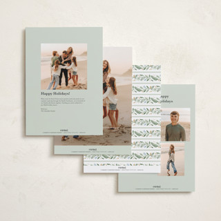 This is a mint holiday photo cards with standard by Kristen Smith called painted garland printing on recycled smooth signature in grand
