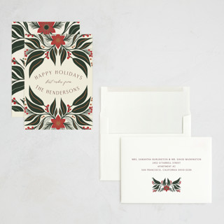 This is a vanilla holiday photo cards with standard by Katharine Watson called bold foliage printing on signature in grand