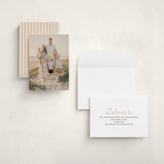 This is a sand holiday photo cards with standard by Ani Somi called beach town printing on recycled smooth signature in grand