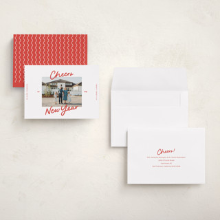 This is a holly berry holiday photo cards with standard by Abbigail Lim called a simple cheers printing on recycled smooth signature in grand