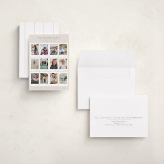 This is a ecru holiday photo cards with standard by Meggy Masters called memory album printing on recycled smooth signature in grand