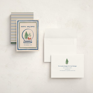 This is a wintermint holiday photo cards with standard by Teju Reval called snow globe printing on signature in grand