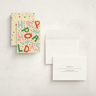 This is a cozy confetti holiday photo cards with standard by Alisa Galitsyna called confetti type party printing on signature in grand