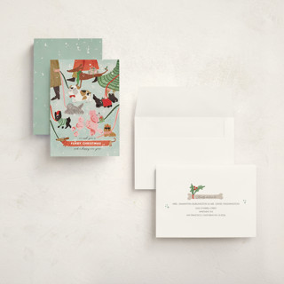 This is a winter holiday photo cards with standard by Menci Zaga called furry christmas printing on signature in grand