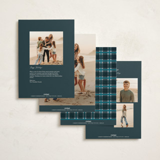 This is a denim holiday photo cards with standard by Baumbirdy called wintery mix printing on signature in grand