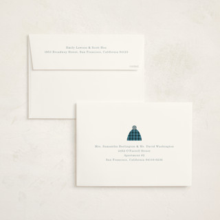 This is a denim holiday photo cards with standard by Baumbirdy called wintery mix printing on signature in grand