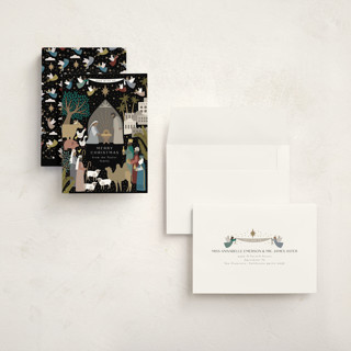 This is a midnight holiday photo cards with standard by Alethea and Ruth called god with us nativity printing on signature in grand