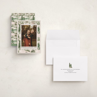 This is a fir holiday photo cards with standard by Tatjana Koraksic called forest printing on signature in grand