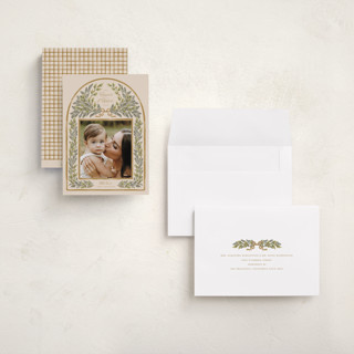 This is a champagne holiday photo cards with standard by Leah Bisch called outlined printing on recycled smooth signature in grand