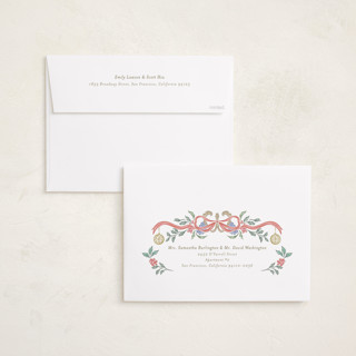 This is a cherry wood holiday photo cards with standard by Grae called a court of peace printing on signature in grand