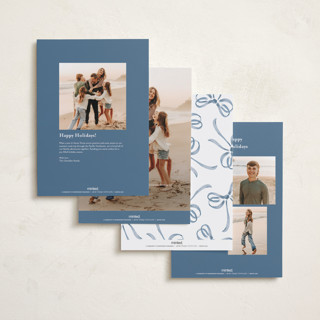 This is a blueberry holiday photo cards with standard by Jackie Crawford called watercolor bow printing on recycled smooth signature in grand