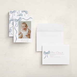 This is a blueberry holiday photo cards with standard by Jackie Crawford called watercolor bow printing on recycled smooth signature in grand