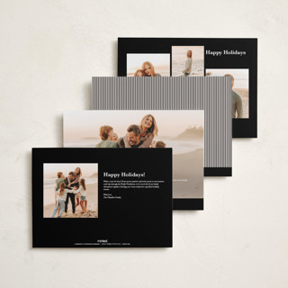 This is a linen holiday photo cards with standard by Kelly Schmidt called striped border printing on recycled smooth signature in grand