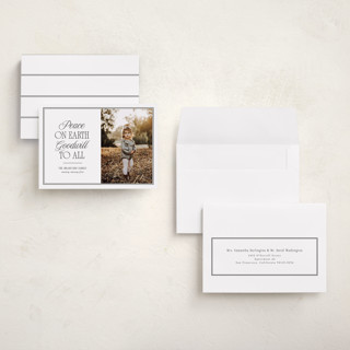 This is a snowfall holiday photo cards with standard by Nicole Walsh called goodwill to all printing on recycled smooth signature in grand