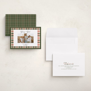 This is a pine holiday photo cards with standard by Itsy Belle Studio called glory & plaid printing on signature in grand