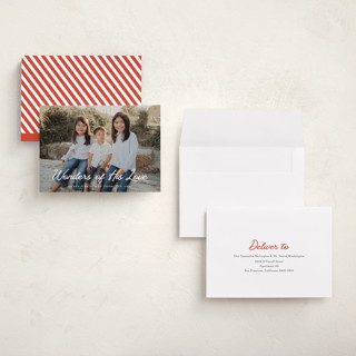 This is a snow holiday photo cards with standard by Sara Hicks Malone called w o n d e r s printing on recycled smooth signature in grand