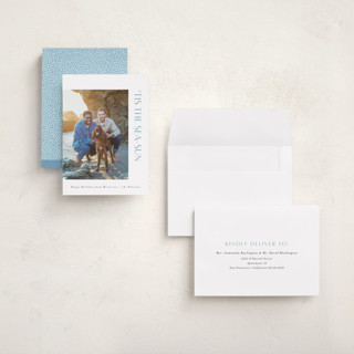 This is a sea spray holiday photo cards with standard by Corinne Malesic called tis the sea-sun printing on recycled smooth signature in grand