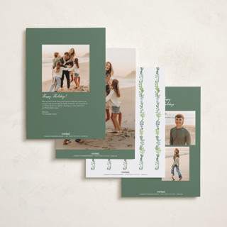 This is a wreath holiday photo cards with standard by Petra Kern called scalloped greenery printing on recycled smooth signature in grand