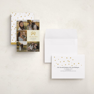 This is a golden holiday photo cards with standard by Erika Firm called new year headband printing on recycled smooth signature in grand