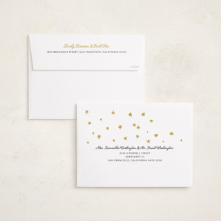 This is a golden holiday photo cards with standard by Erika Firm called new year headband printing on recycled smooth signature in grand