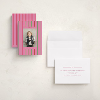 This is a peony holiday photo cards with standard by Baumbirdy called colorful stripes printing on recycled smooth signature in grand